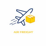 Aeroplane transporting air freight package.