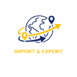 Globe with import and export routes.
