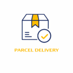 Box with checkmark for parcel delivery.